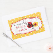 Sticker Rectangulaire enfant ladybug plaque d'identification nom jaune a (Enveloppe)