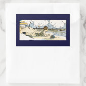 Sticker Rectangulaire Enfant sur la plage Art Vintage (Sac)