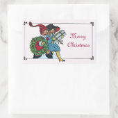 STICKER RECTANGULAIRE ENFANTS AVEC CADEAUX DE NOËL (Sac)