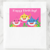 Sticker Rectangulaire Enfants Requin jaune et famille Anniversaire (Sac)