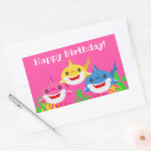 Sticker Rectangulaire Enfants Requin jaune et famille Anniversaire (Enveloppe)