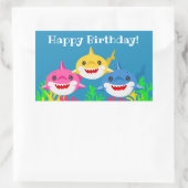 Sticker Rectangulaire Enfants Requin jaune et famille Anniversaire Recta (Sac)