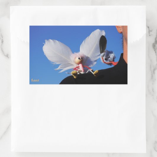 Sticker Rectangulaire Engel fubby sur mon épaule avec Monster stimulant (Sac)