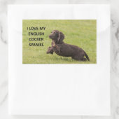 Sticker Rectangulaire english cocker spaniel amour avec image (Sac)