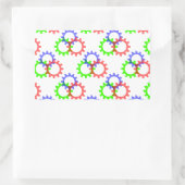 Sticker Rectangulaire Engrenages rouges, verts et bleus (Sac)