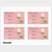 Sticker Rectangulaire Enregistrer la date Botanique Blanc Rosebud (Feuille)