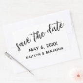 Sticker Rectangulaire Enregistrer la date dans l'écriture manuscrite mod (Enveloppe)