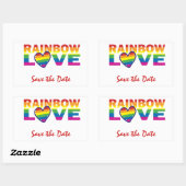 Sticker Rectangulaire Enregistrer la date/Mariage/Gay pride Rainbow (Feuille)