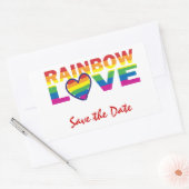 Sticker Rectangulaire Enregistrer la date/Mariage/Gay pride Rainbow (Enveloppe)