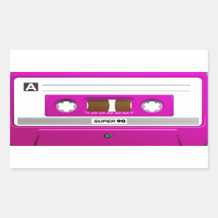 Sticker Rectangulaire Enregistreur à cassettes rose
