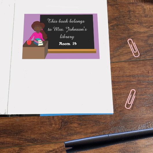 Sticker Rectangulaire Enseignant à sa bibliothèque de classe de bureau