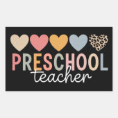 Sticker Rectangulaire Enseignant préscolaire Retour à l'école (Devant)