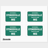 Sticker Rectangulaire Entrée à Stokedville Population Moi (Feuille)