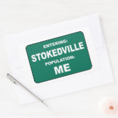 Sticker Rectangulaire Entrée à Stokedville Population Moi (Enveloppe)
