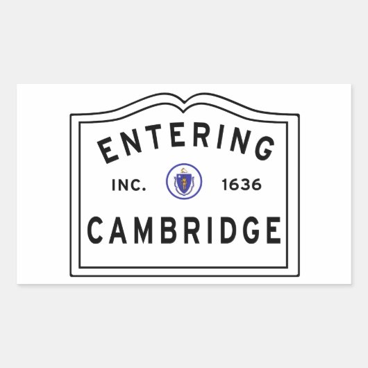 Sticker Rectangulaire Entrée Cambridge Massachusetts (Devant)