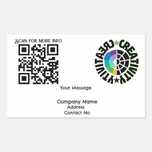 Sticker Rectangulaire Entreprise cadeau QRcode avec personnalisation BG (Devant)