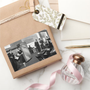 Sticker Rectangulaire Entreprise Vintage, Hommes d'Affaires de Direction