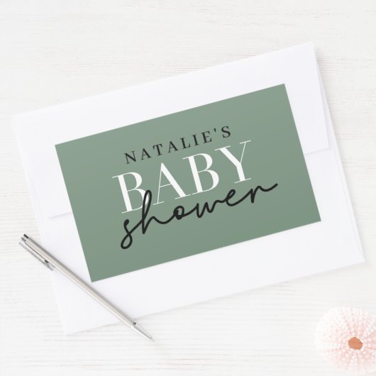 Sticker Rectangulaire Envelo de baby shower moderne de cerf d'eucalyptus (Enveloppe)