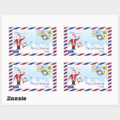 Sticker Rectangulaire Enveloppe de messagerie de Noël Père Noël Air (Feuille)