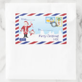Sticker Rectangulaire Enveloppe de messagerie de Noël Père Noël Air (Sac)