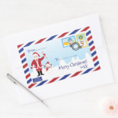 Sticker Rectangulaire Enveloppe de messagerie de Noël Père Noël Air (Enveloppe)