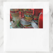 Sticker Rectangulaire Épaves de Noël Ruban Holiday Rouge et or (Sac)