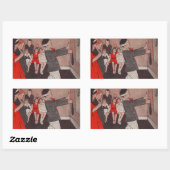 Sticker Rectangulaire Épingle la queue Âne Vintage Enfants (Feuille)