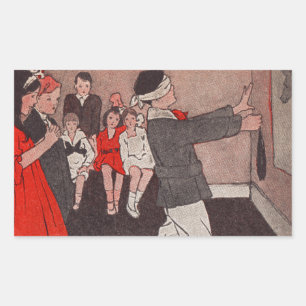 Sticker Rectangulaire Épingle la queue Âne Vintage Enfants
