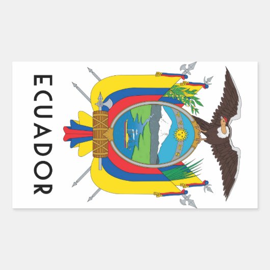 Sticker Rectangulaire Equateur - symbole/blason/drapeau/couleurs/emblème (Devant)