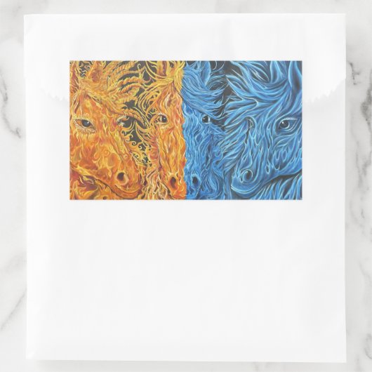 Sticker Rectangulaire Équilibre éternel - Chevaux jumeaux (Sac)