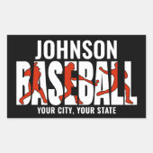 Sticker Rectangulaire Équipe de baseball AJOUTER NOM Champion Joueur de  (Devant)