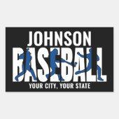 Sticker Rectangulaire Équipe de baseball AJOUTER NOM Champion Joueur de  (Devant)