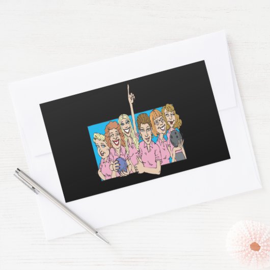 Sticker Rectangulaire Équipe de bowling féminin (Enveloppe)