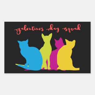 Sticker Rectangulaire Équipe de la fête des Galentines de chats-dames co