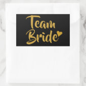 Sticker Rectangulaire Équipe Mariée Cœur Doré (Sac)