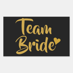 Sticker Rectangulaire Équipe Mariée Cœur Doré