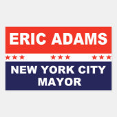 Sticker Rectangulaire Eric Adams Maire de New York (Devant)