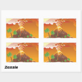 Sticker Rectangulaire Éruption volcanique du dessin animé (Feuille)