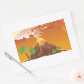 Sticker Rectangulaire Éruption volcanique du dessin animé (Enveloppe)