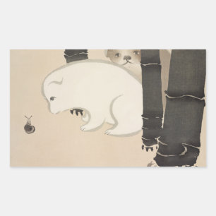 Sticker Rectangulaire Escargot de chien Kamisaka Sekka japon peinture to