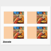 Sticker Rectangulaire Esme, caisson vintage (Feuille)