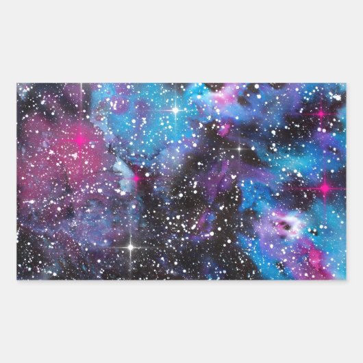 Sticker Rectangulaire Espace Art aquarelle Galaxy (Devant)