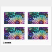 Sticker Rectangulaire Espace coloré Dahlia Fleur (Feuille)