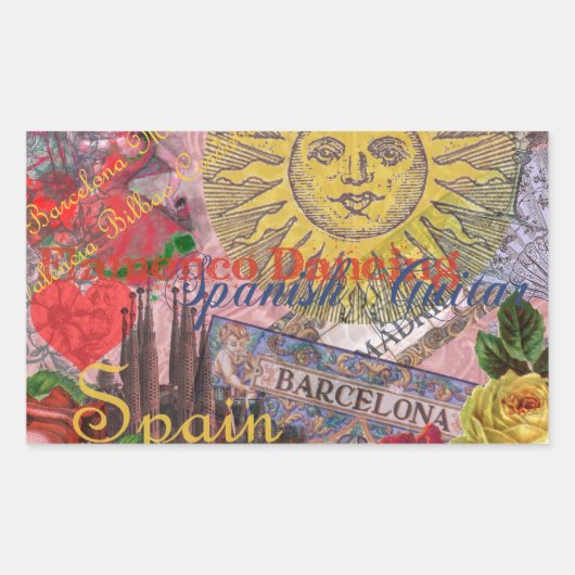 Sticker Rectangulaire Espagne Sunshine Espagnol Travel Art (Devant)