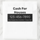 Sticker Rectangulaire Espèces pour maisons Noir Blanc Numéro de téléphon (Sac)