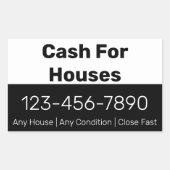 Sticker Rectangulaire Espèces pour maisons Noir Blanc Numéro de téléphon (Devant)