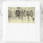 Sticker Rectangulaire Esquisse technique de Leonardo da Vinci d'une roue (Sac)
