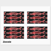 Sticker Rectangulaire esturgeon rouge nage (Feuille)