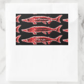 Sticker Rectangulaire esturgeon rouge nage (Sac)