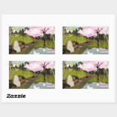 Sticker Rectangulaire Étang aux canards - Printemps (Feuille)